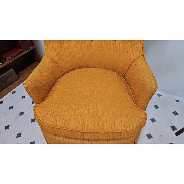 Mid 20th Century Mid Century Modern Wingback Orange Chenille Chair For Sale - Image 5 of 9