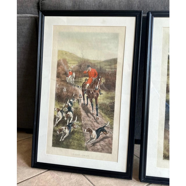 Pair Antique Alfred Charles Havell Fox Hunting Engravings, Framed For Sale In Palm Springs - Image 6 of 12