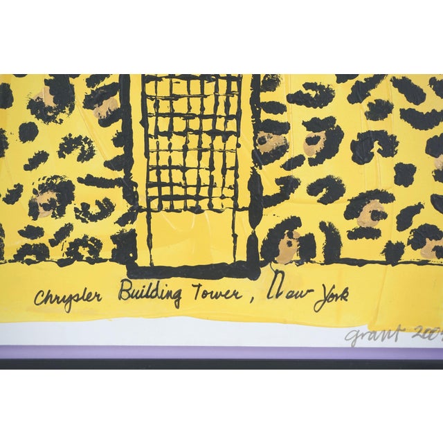 Vintage Pop Art Style Chrysler Building and Leopard by Marc Foster Grant For Sale In Monterey, CA - Image 6 of 8