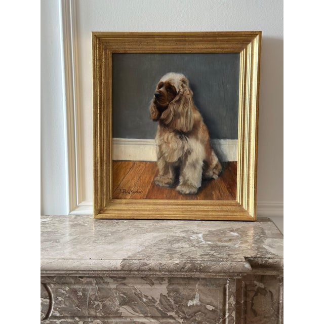 Oil Portrait of a Spaniel in Gilt Frame - 20th Century For Sale - Image 4 of 6