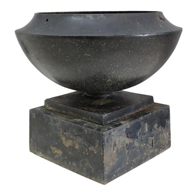 Antique Fiske School Cast Iron Garden Urn C1900 For Sale - Image 6 of 9