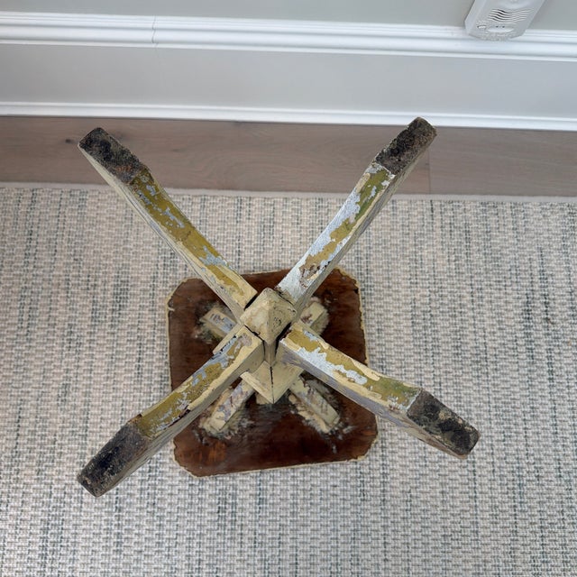 Wood Antique Primitive Painted Wood Side Table For Sale - Image 7 of 11
