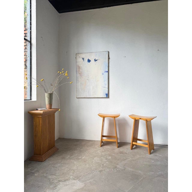 1950s Japanese Style Pine Stools, Scandinavia, 1950s, Set of 2 For Sale - Image 5 of 18