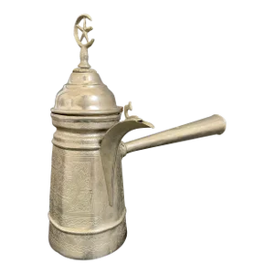 Antique 19th Century Ottoman Empire Tinned Copper Long Handled Dallah Coffee Pot