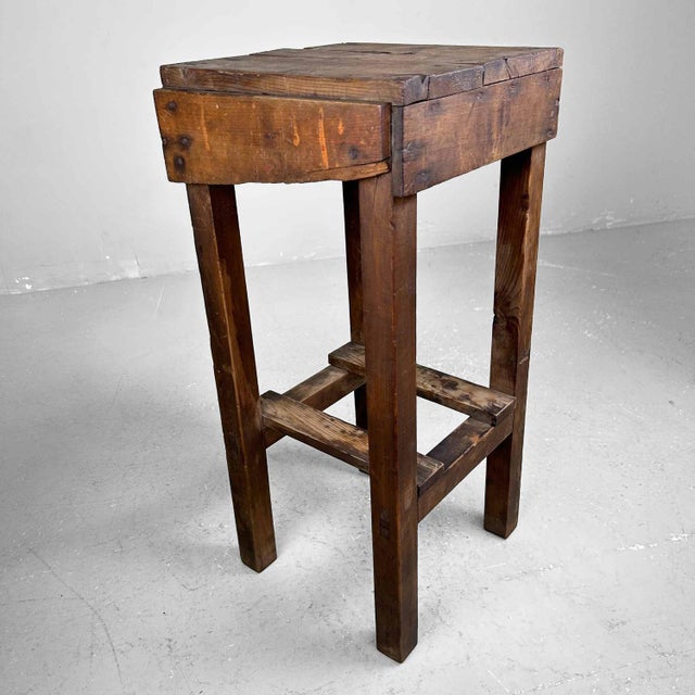 Japanese Wooden Stool, 1930s For Sale - Image 6 of 14
