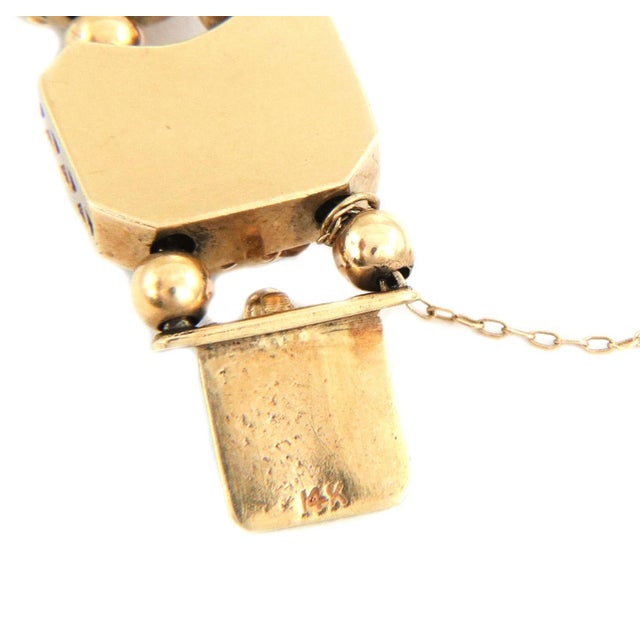 Metal Slide Charms Bracelet Vintage 14k Gold Cameo Gems Hidden Watch For Sale - Image 7 of 7
