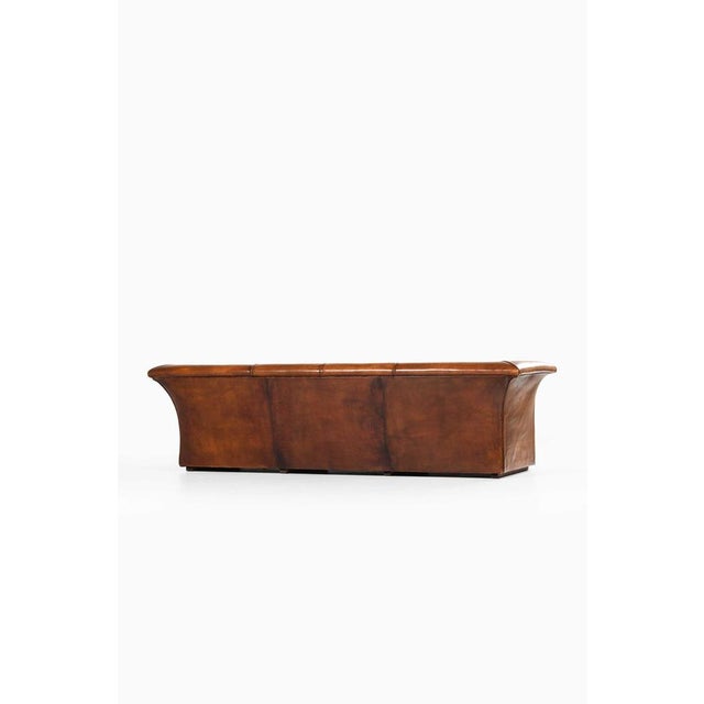 Leather Sofa attributed to Kaj Gottlob, 1940s For Sale - Image 10 of 12