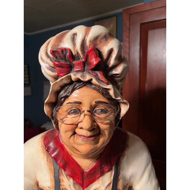 Plastic Late 20th Century Granny Chef Statue With Serving Tray Display Piece For Sale - Image 7 of 15