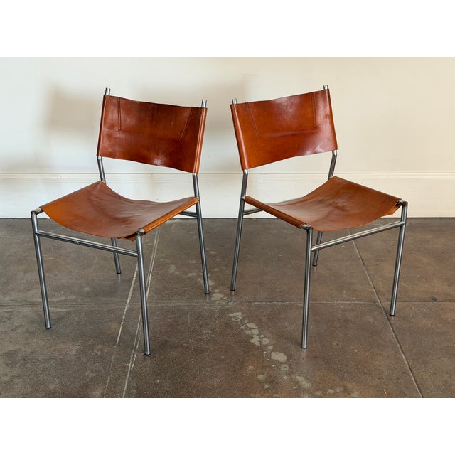 Mid-Century Modern 1960s Martin Visser Patinated Leather Dining Chairs For Sale - Image 3 of 18