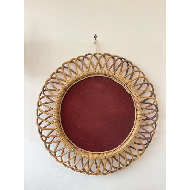 Franco Albini Mid-Century Italian Rattan and Bamboo Mirror in the style of Franco Albini, 1960s For Sale - Image 4 of 7
