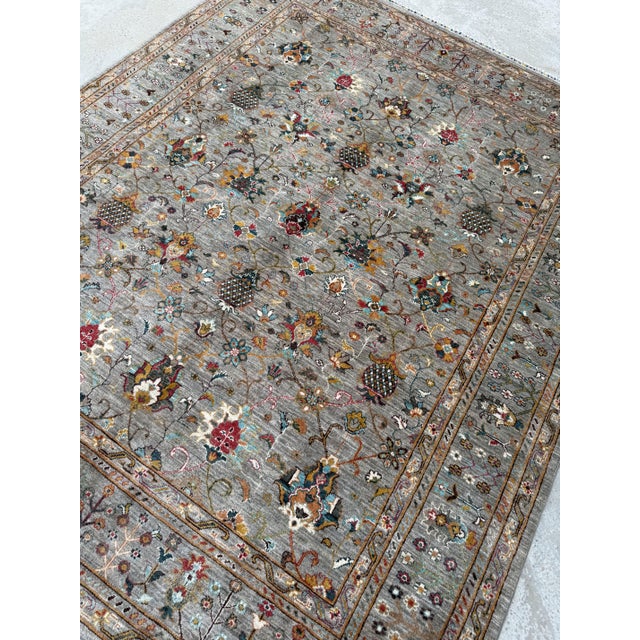 Sultanabad Design Area Rug, Hand-Knotted Wool, 8x10, Gray & Rust For Sale - Image 9 of 10