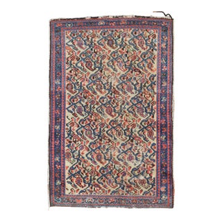 Distressed Vintage Zabihi Collection Persian Throw Rug - 2'10" x 4'1" For Sale