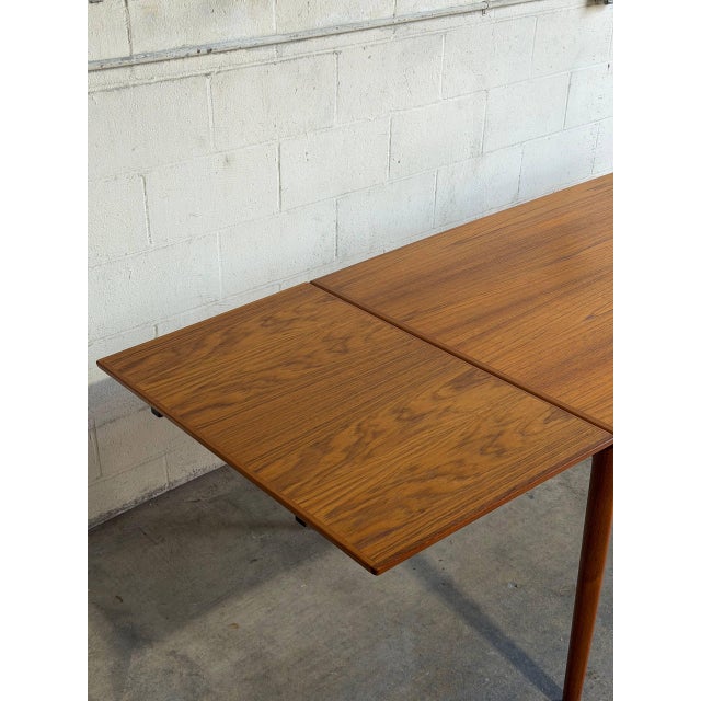 Brown Vintage Rectangular Extendable Teak Dining Table Mid-Century Modern 1960s For Sale - Image 8 of 13