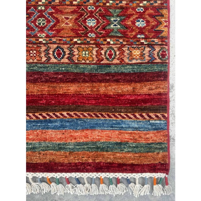 Vintage Tribal Kilim Rug – Handwoven Wool, 5x6 Ft, Red & Multicolor Pattern For Sale - Image 6 of 18