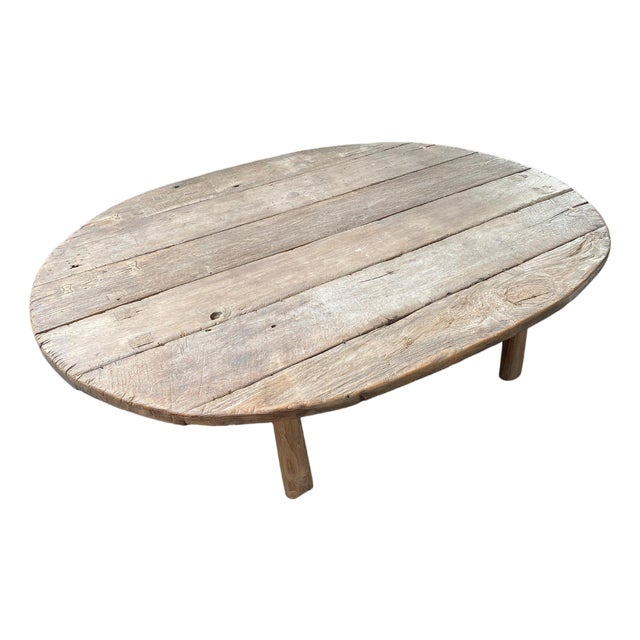 Andrianna Shamaris Wabi Sabi Teak Wood Oval Coffee Table For Sale