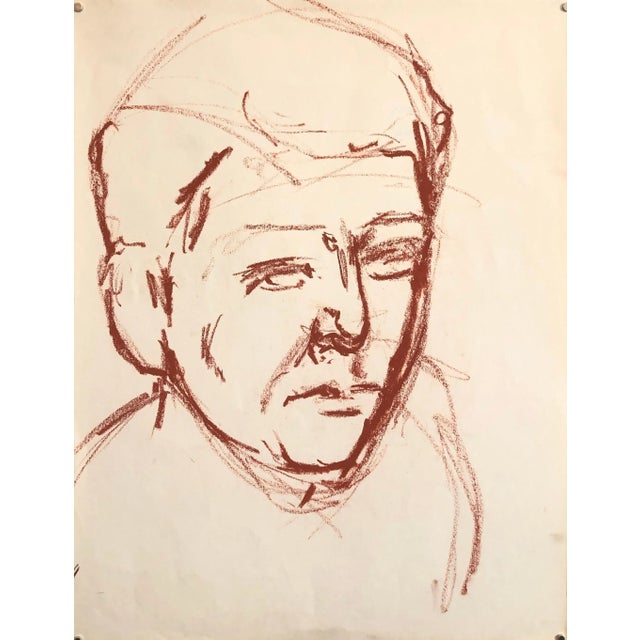 Mid 20th Century Oscar Murillo, Latin American Figurative Abstract Expressionist Portrait Drawing in Color For Sale - Image 5 of 5