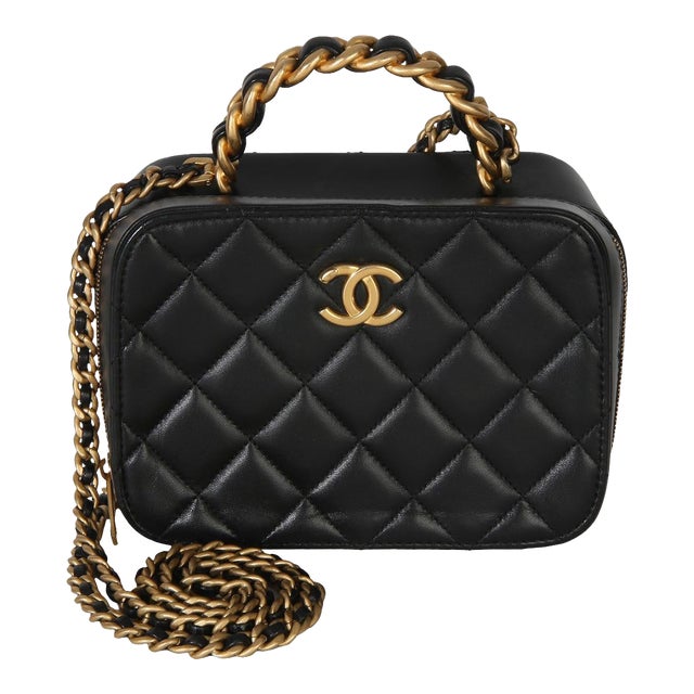 Black Quilted Lambskin Small Afternoon Tea Vanity Case For Sale