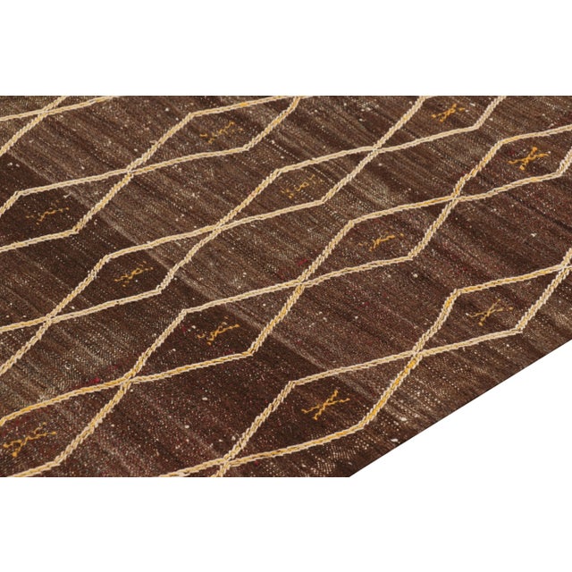 Vintage Moroccan Kilim in Brown With Geometric Lozenges, From Rug & Kilim For Sale In New York - Image 6 of 7
