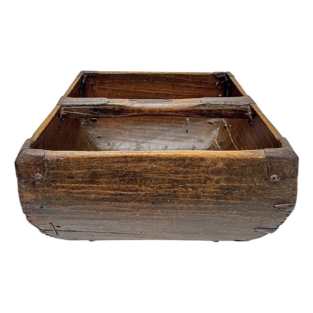 Antique Chinese Wood and Iron Rice Basket, 1900s For Sale