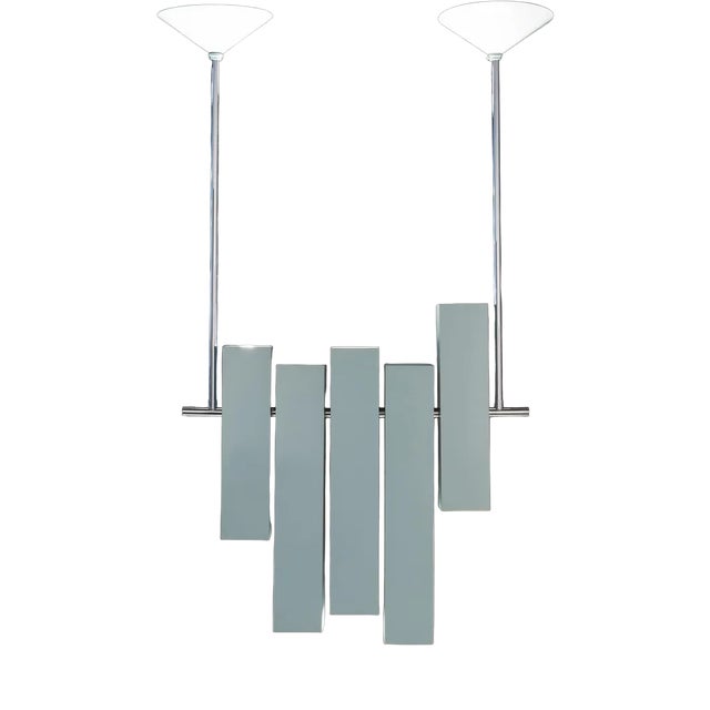 Blue Lacquered Metal Prototype Chandelier from Lumi, 1970 For Sale