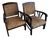 Set of Colonial Rattan Armchairs with Wooden Frame, Set of 2 For Sale
