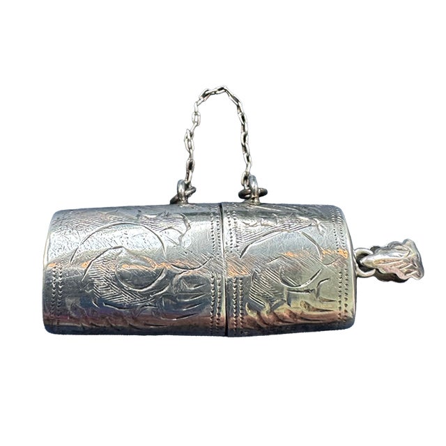 Antique Sterling Silver Cylindrical Vesta Match Safe For Sale - Image 4 of 11