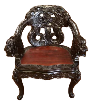 Antique Late 19th Century Meiji Japanese Dragon Carved Chair