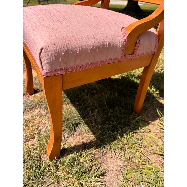 Wood Antique Eastlake Victorian Parlour Side Chair With Pink Dupioni Silk Upholstery For Sale - Image 7 of 12