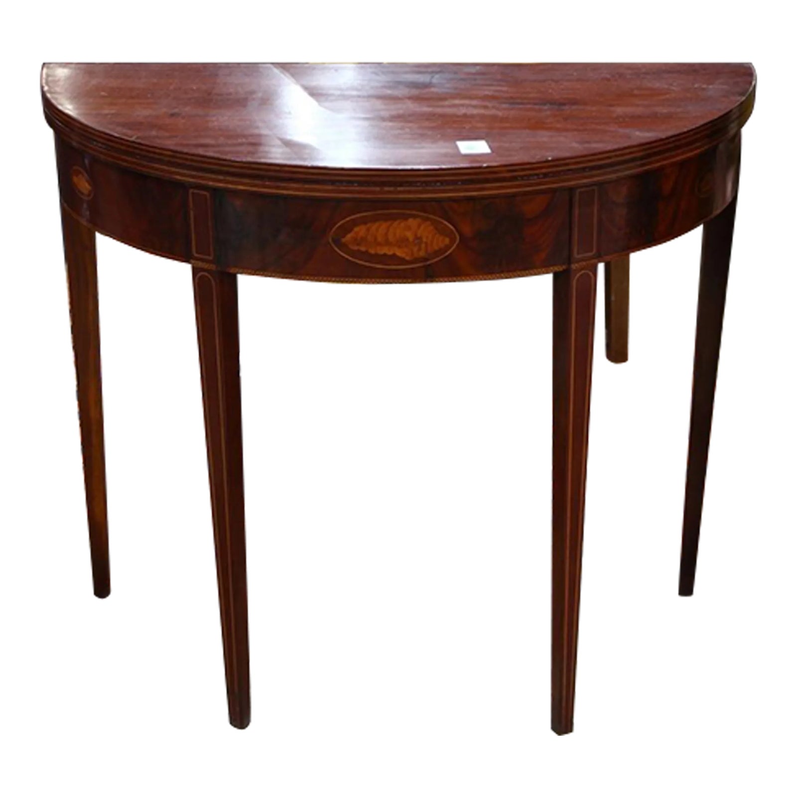 Antique American Federal Inlay Demi Lune Flip Top Card Table C 1800 ...