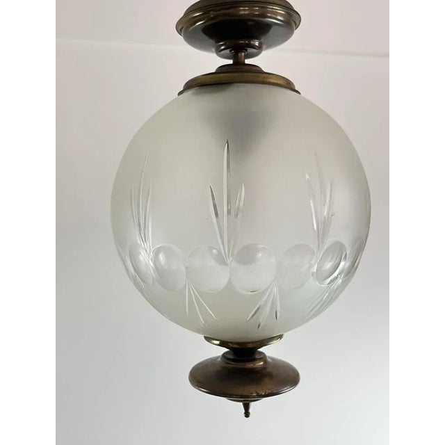 Vintage bronze and glass chandelier, Italy, 70s Intact and functioning. Height with the chain 90 cm. Up to 250V (Europe/UK...