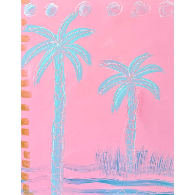 Harbor Island Painted Palm Study on Panel II For Sale