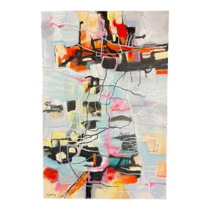 2020, Thierry Hennequin, Original Abstract Painting, Acrylic on Canvas, Titled Interstitial, Signed by Artist