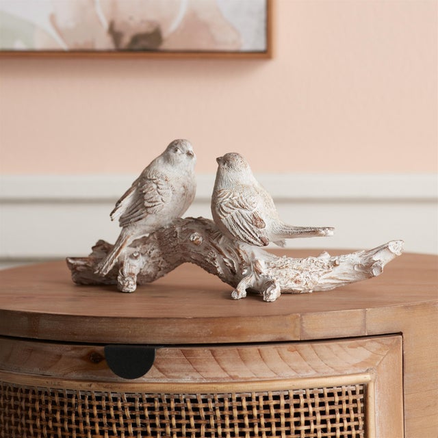 Add a touch of rustic charm to your home with the White Washed Birds on Branch Figurine. Perfect for springtime or year-...