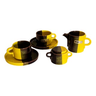 Ceramic Coffee Set from SIC Ceramiche Artistiche, 1970s, Set of 4 For Sale