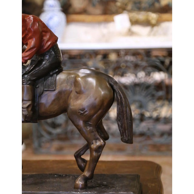 Bronze 19th Century French Spelter Sculpture of Jockey on Horseback Signed p.j. Mène For Sale - Image 8 of 12