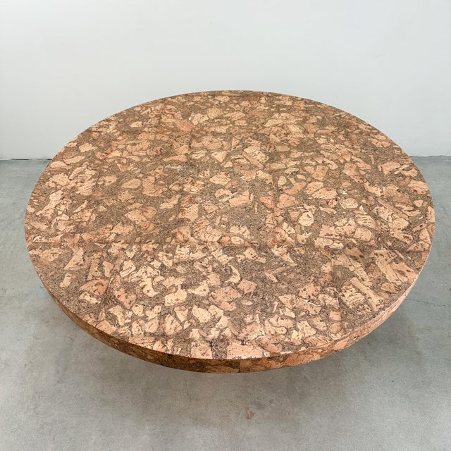 Wood Vintage 1970s Mid Century Modern Round Cork Dining Table – Burlwood For Sale - Image 7 of 11