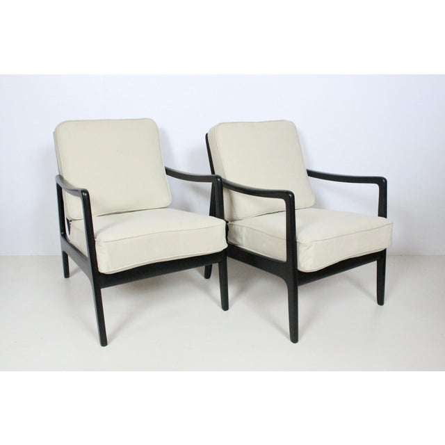 Early Ole Wanscher Ebonized Mahogany Lounge Chairs, 1950's - A Pair For Sale - Image 12 of 13