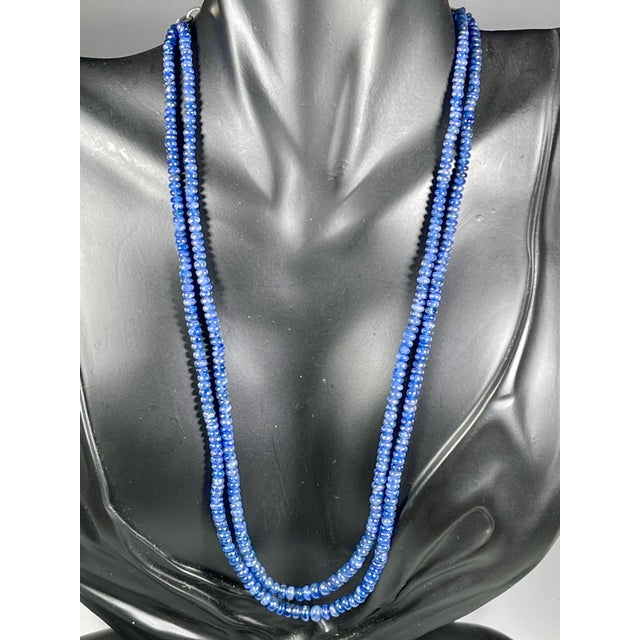 105 Carat Natural Sapphire Bead Two-Strand Necklace Sterling Silver Clasp For Sale - Image 12 of 18