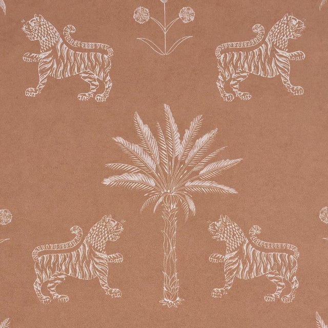 Traditional Schumacher Tiger Palm Silhouette Wallcovering In Mediterranean Spice For Sale - Image 3 of 5