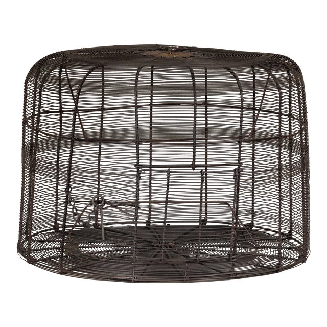 Vintage Handmade Metal Round Shaped Birdcage with Rustic Character For Sale