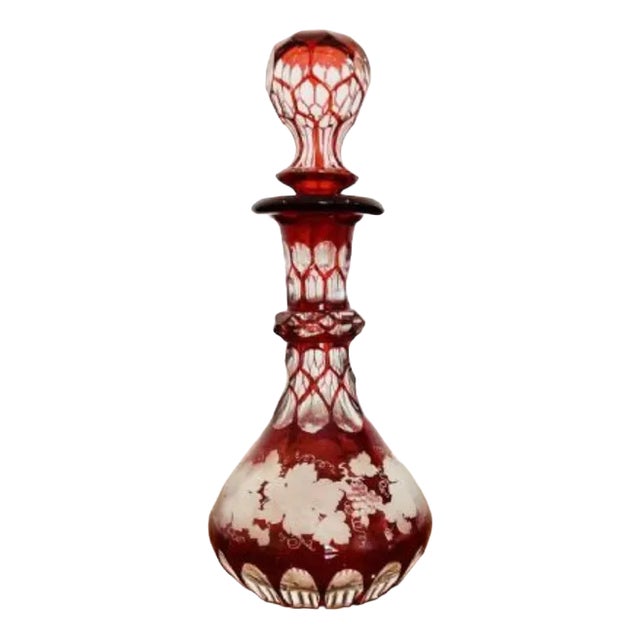 Antique Victorian Glass Perfume Bottle and Stopper, 1860 For Sale