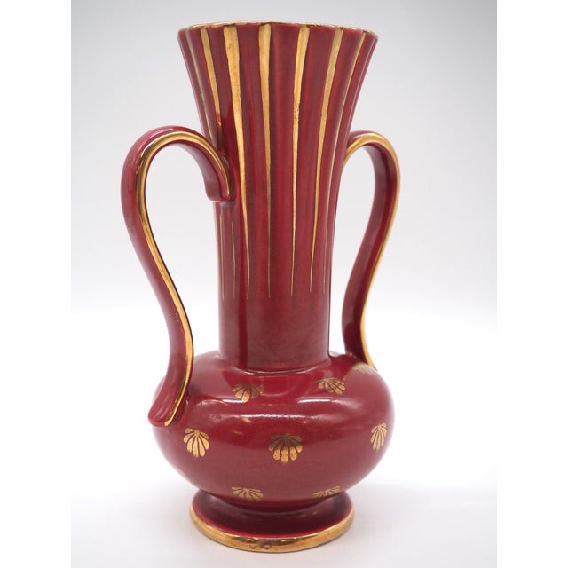 1940s Gefle Red Ruby Vase by Arthur Percy for Gefle Uppsala Ekeby, Sweden, 1940s For Sale - Image 5 of 10