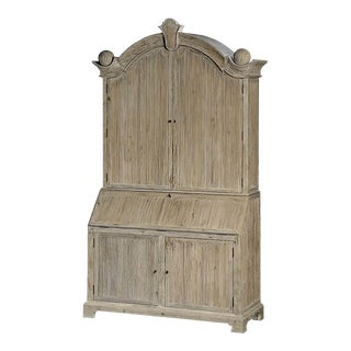 European Style Whitewashed Secretary Bookcase For Sale