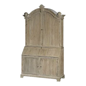 European Style Whitewashed Secretary Bookcase