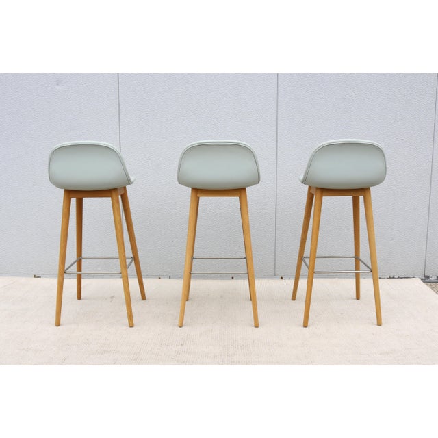Danish Modern Iskos-Berlin for Muuto Fiber Bar Stools Oak Wood Base - Set of 3 For Sale - Image 10 of 18