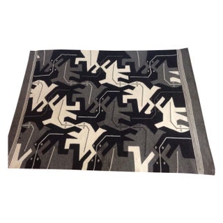 Black & White Wool Tapestry or Rug - 5'4" x 7'2" For Sale