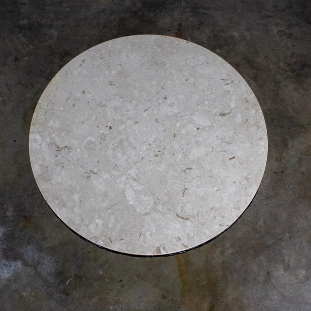 Black Mid-20th Century Brutalist Heirloom Coffee Table by Weiman Carved Pedestal Base Ivory Marble Top For Sale - Image 8 of 18