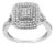 .925 Sterling Silver 1/2 Cttw Round-Cut Diamond Cluster Cushion Ring (I-J , I1-I2) - Size 7 For Sale