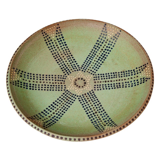 Vintage Green Artisan Ceramic Platter For Sale In Los Angeles - Image 6 of 9