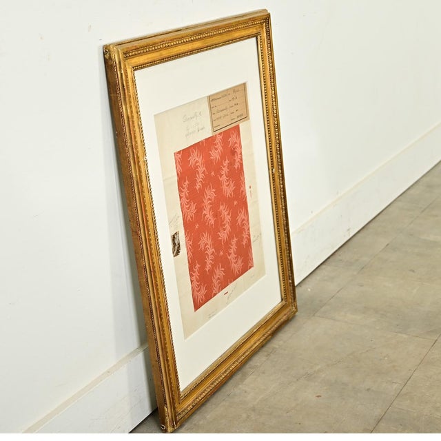 Red French 19th Century Framed Fabric Design Sample For Sale - Image 8 of 10